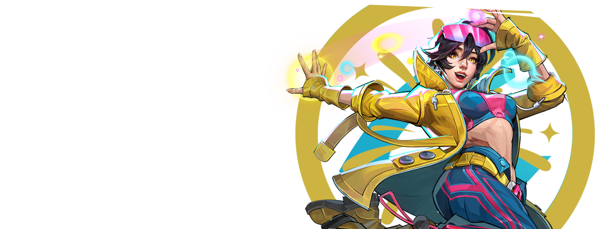 Official Marvel Rivals Jubilee key art with Jubilee in a yellow jacket and fireworks effects